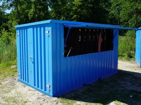 Container bar pliable 4 × 2 mètres Bleu RAL 5012
